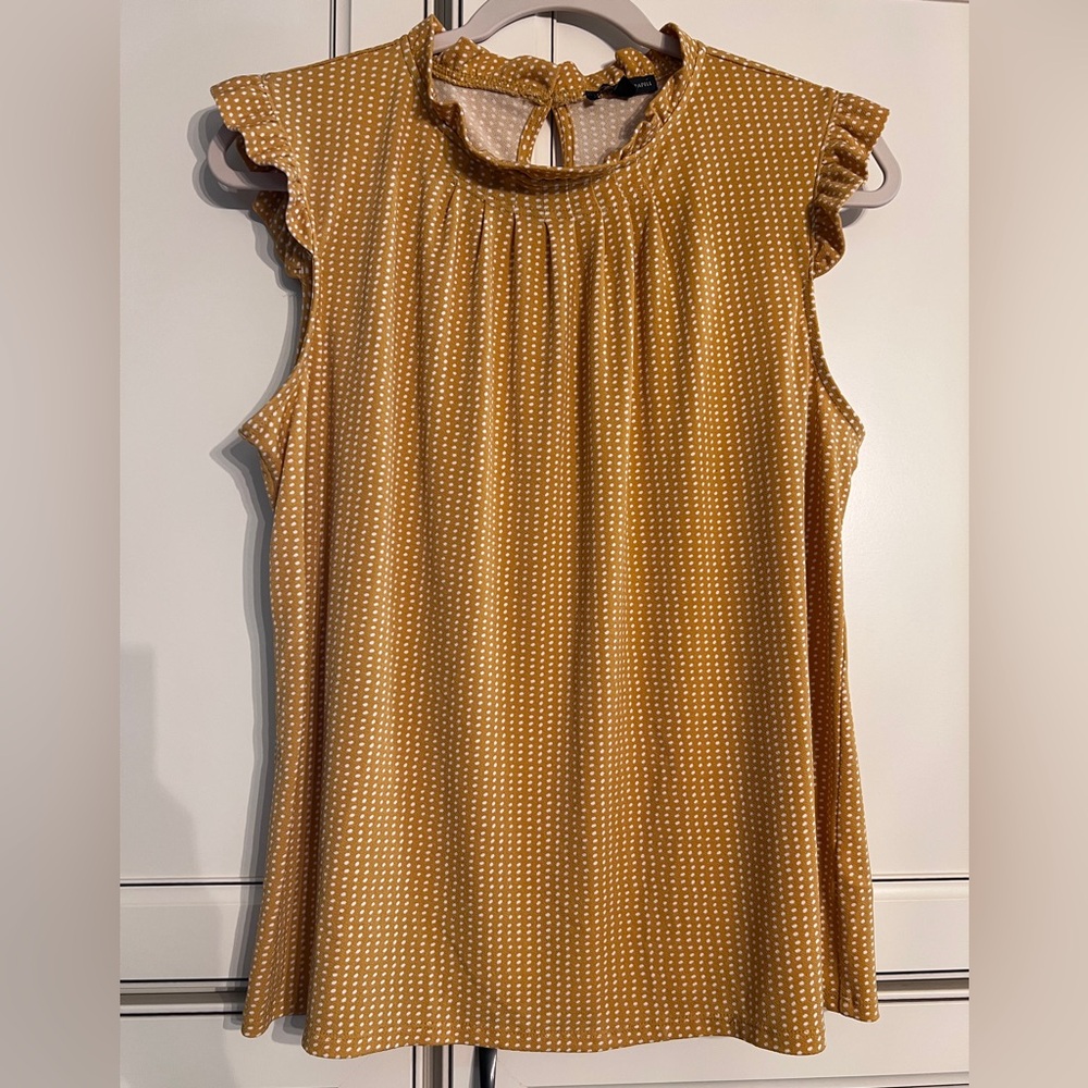 Adrianna Papell Mustard Polka Dot Blouse
